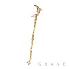 316L SURGICAL STEEL THREADLESS PUSH IN MOON STAR BEZEL CHAIN CZ TOP PART